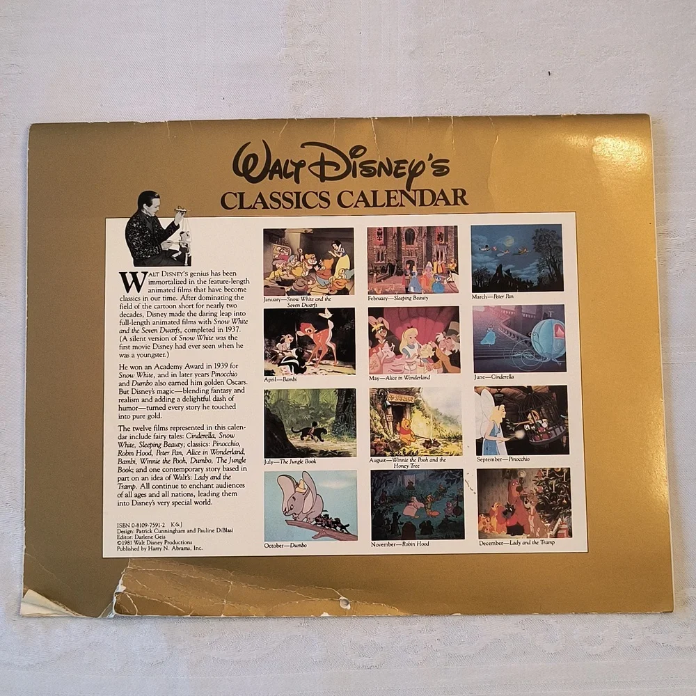 Walt Disney 1982 Classics Calendar